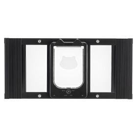 VEVOR Cat Door for Window, Adjustable to Fit Window Width 27"-32", 4 Secure Lock Modes, Aluminum Frame and High-Transparency Glass, Magnetic Clos